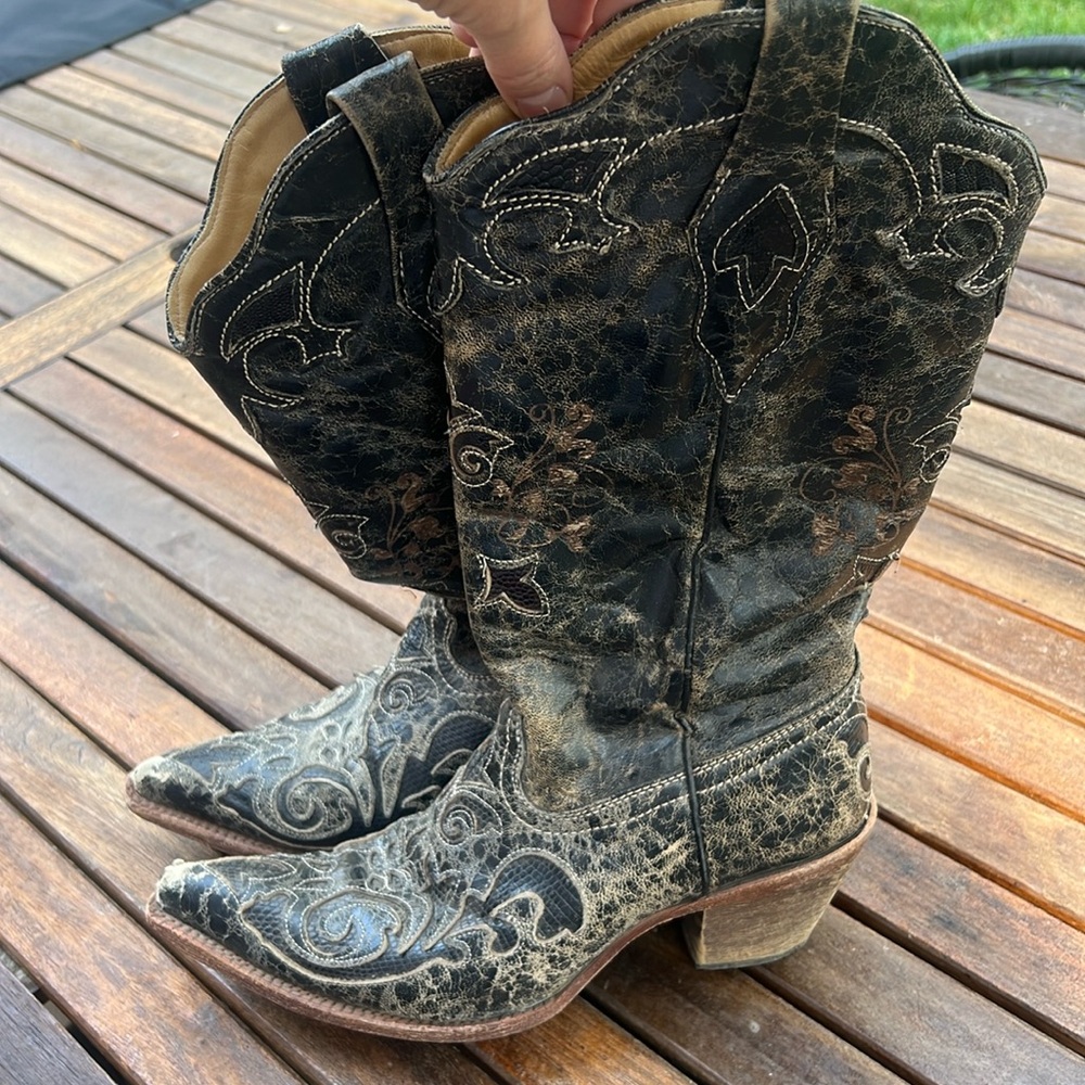 Corral Women's Size 8 Lizard Inlay Western Cowgirl Boot Pointed Toe C2108